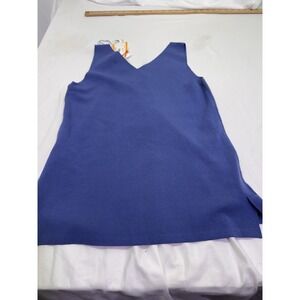 Anne Klein Suit Separates Double V-Neck Sleeveless Top in Blue Eclipse Small New